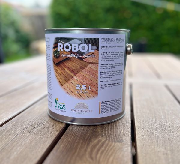 ROBOL Holzöl „COLOR“, 2,5 Liter, mit Farbpigmenten ACHATGRAU